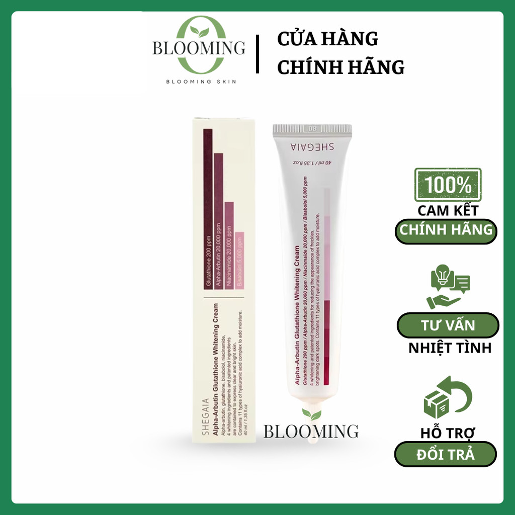 Kem Dưỡng Sáng Da Shegaia Alpha Arbutin Glutathione Giúp Da Mịn Màng Tươi Tắn 40ml