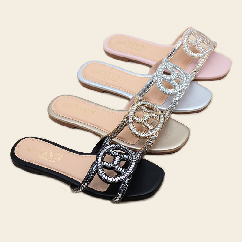 Giày Sandal Đi Biển Mùa Hè Giana Thời Trang Kim Cương Mũi Mở Giày Đế Bằng Dép