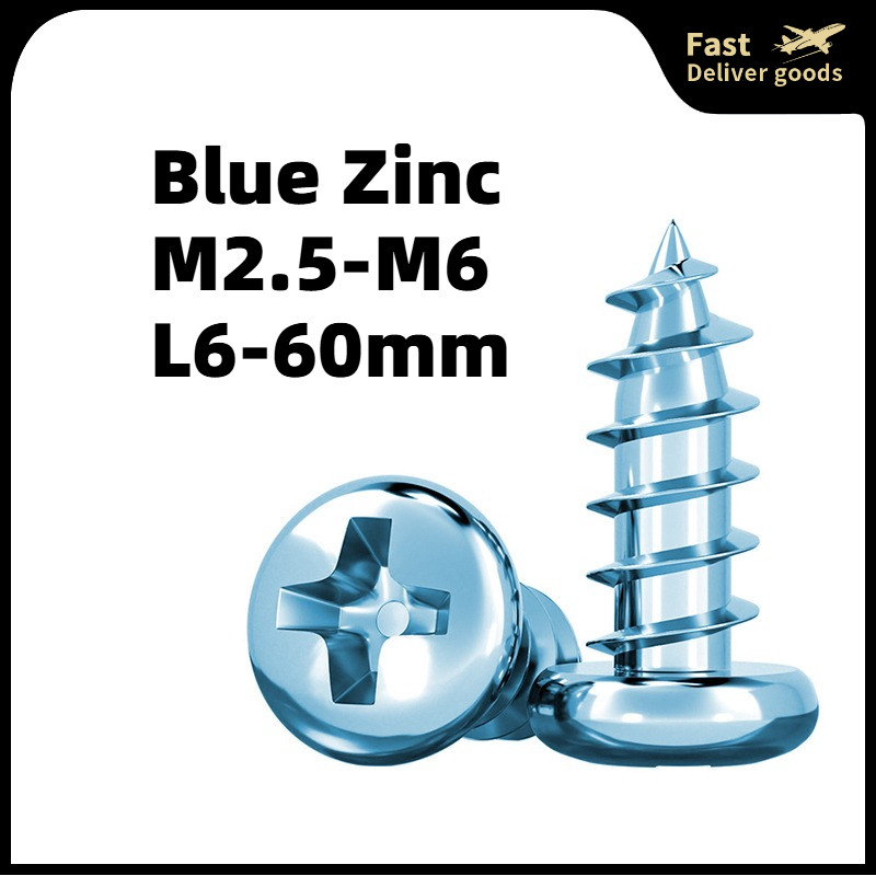 kẽm xanh Đầu tròn bằng  Vít vít đuôi nhọn M2.5 / M3 / M4 / M5 / M6 /Blue Zinc Plated Self-Tapping Sc