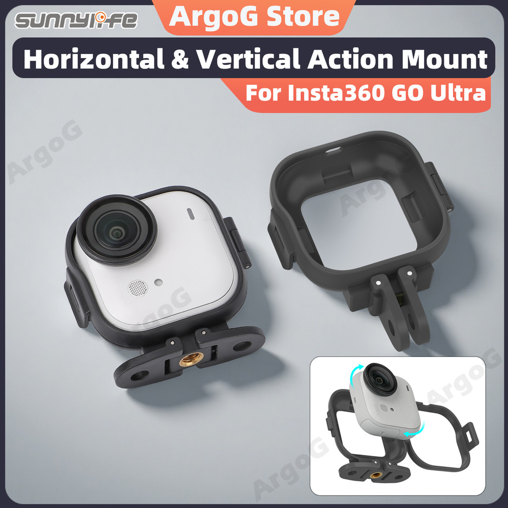 Sunnylife Action Mount Insta360 GO Ultra Khung Bảo Vệ Chụp Ngang Dọc Chân Gập Và Ren 1/4"