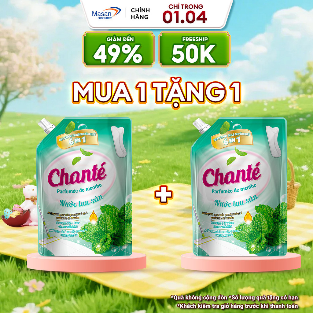 Nước lau sàn cao cấp 6 trong 1 Chanté hương bạc hà túi x 3.4kg