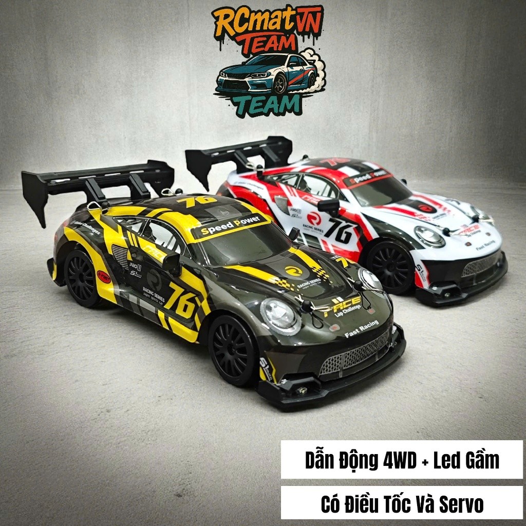 [New 2025] Xe điều khiển RC Mini Có Servo Ford Fiesta Monster 1:24 4WD +30km/h hỗ trợ điều tốc và lá