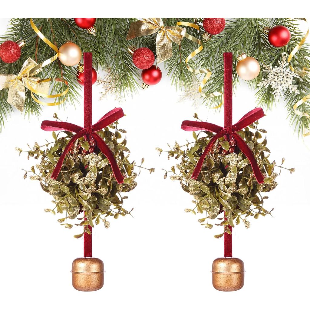 2 Chiếc 5 Inch Mistletoe Bóng Giáng Sinh Jingle Bell Trang Trí Mistletoe Lấp Lánh Hôn Bóng Với Jingl