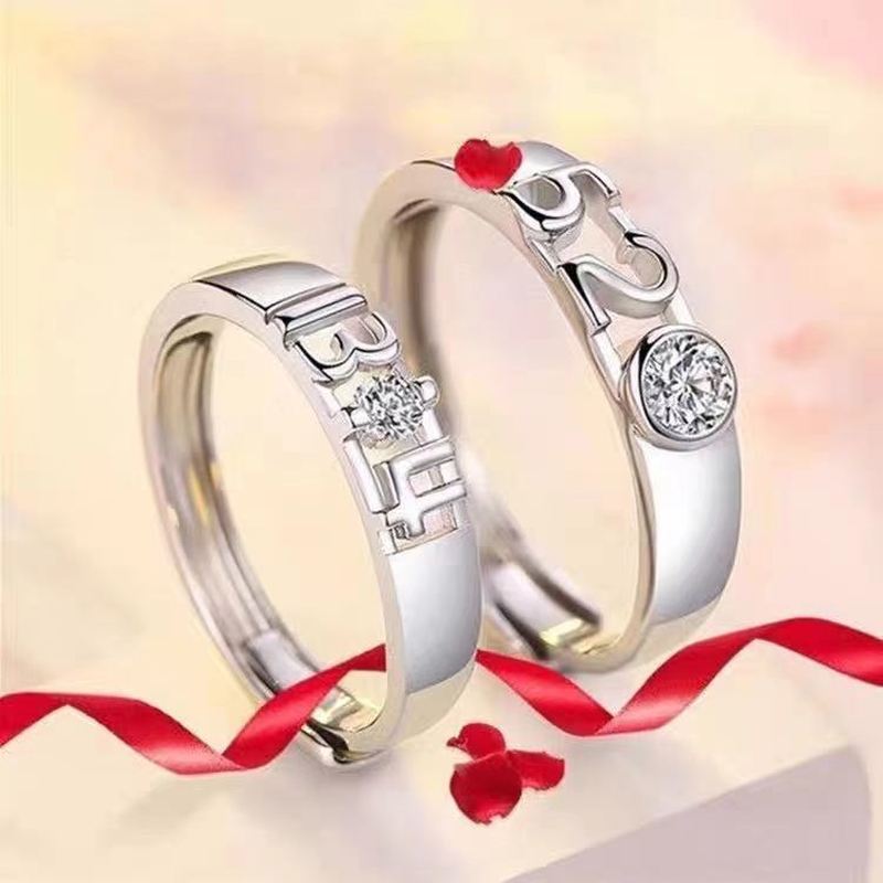 [cặp đôi Rs] Nhẫn bạc 999 cặp đôi Một cặp nam nữ Niche Cao cấp nhẹ sang trọng Nhẫn cao cấp Quà tặng 