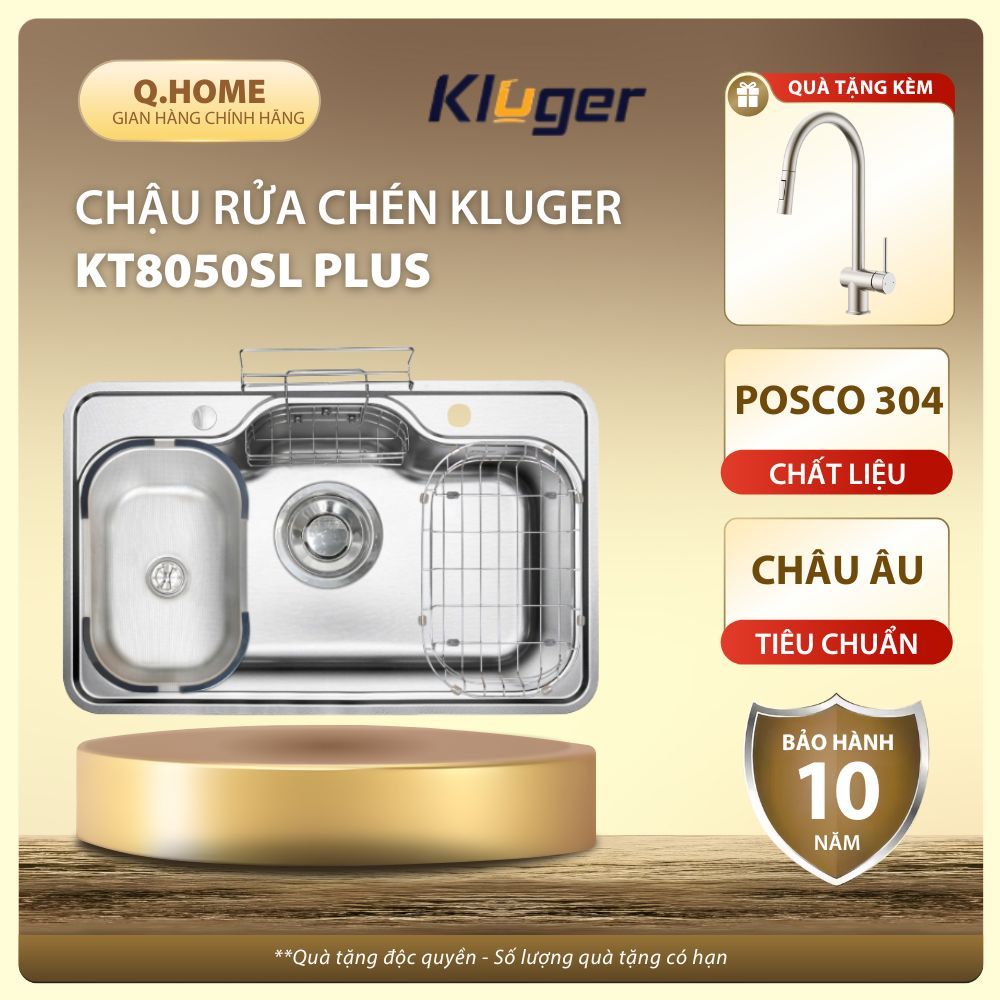 Chậu rửa bát Kluger KT8050SL Plus, Chậu rửa bát bán nguyệt bán âm Kluger