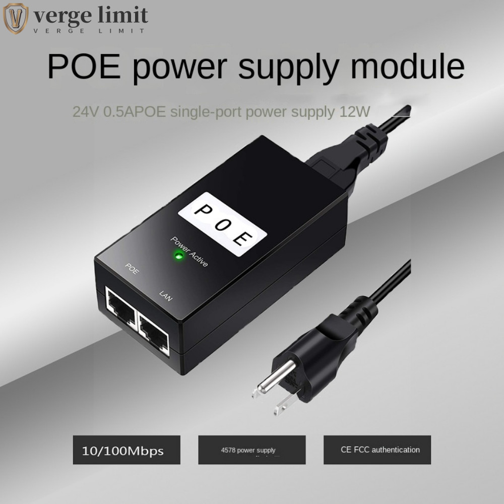 VERGE LIMIT POE Power Supply, 100Mbps 24V / 48V 0.5A POE Power Injector, Router Power Supply Desktop