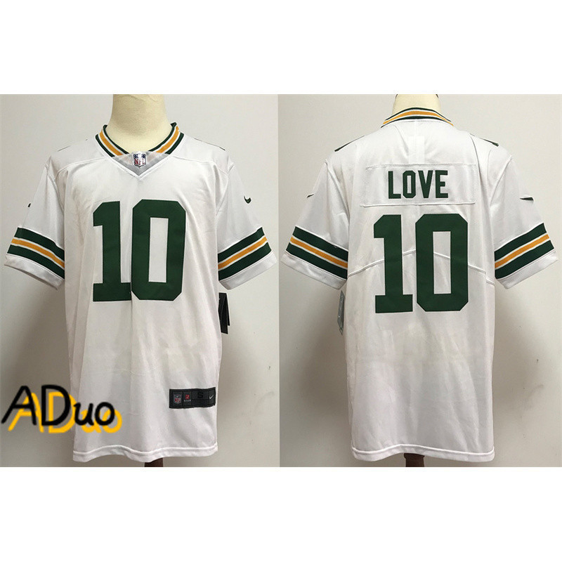 Áo thun nam Green Bay Packers # 10 Bóng đá trắng tình yêu