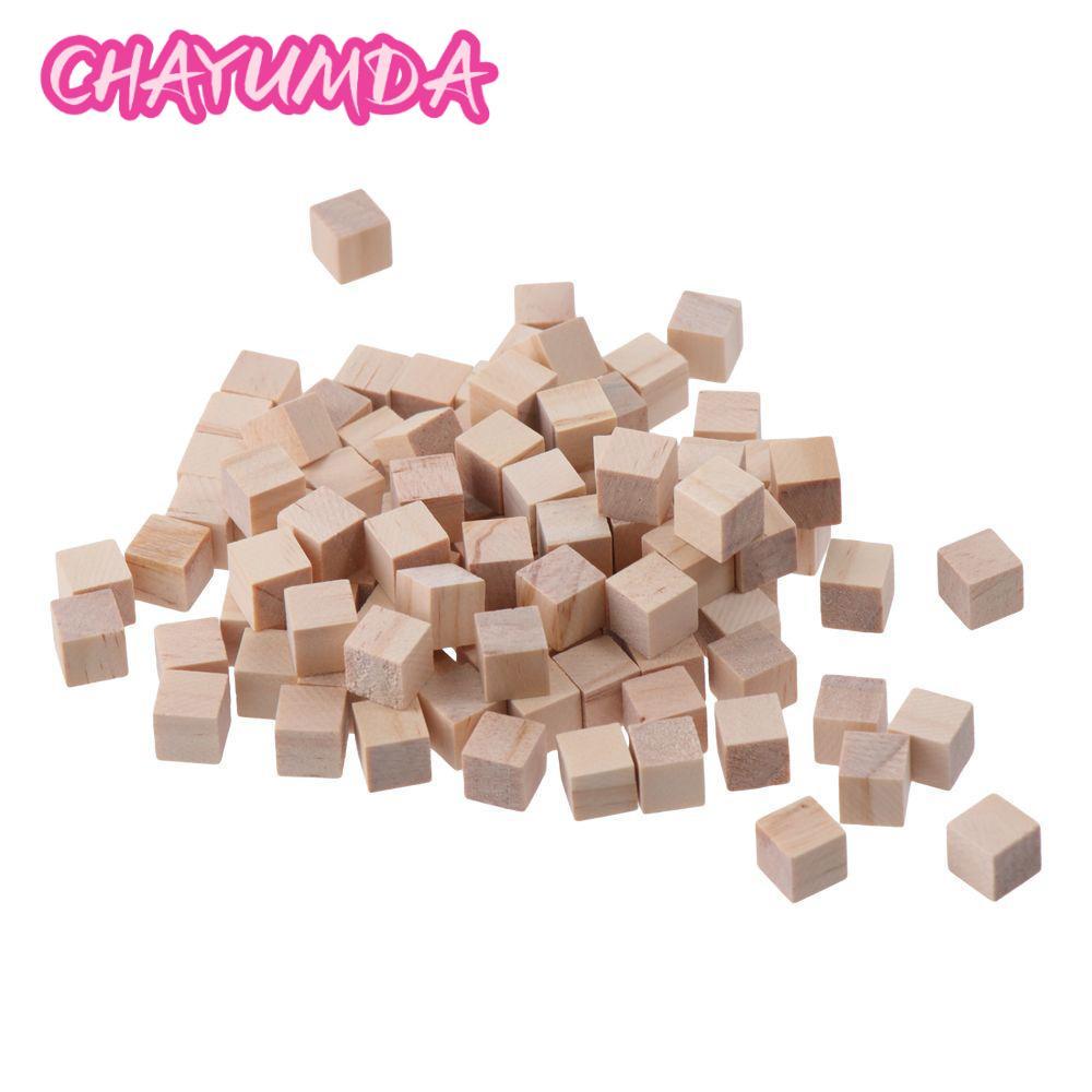 CHAYUMDA 300 Khối Gỗ, Khối Gỗ Trống Tự Nhiên 1cm Màu Gỗ, Chất Liệu Gỗ Thông Khối Vuông Gỗ Vuông Để T