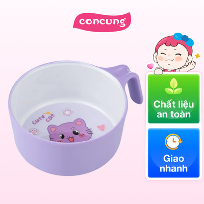 Bát ăn dặm melamine cao cấp Moreware (S1302, 1 tay cầm, mèo xinh)