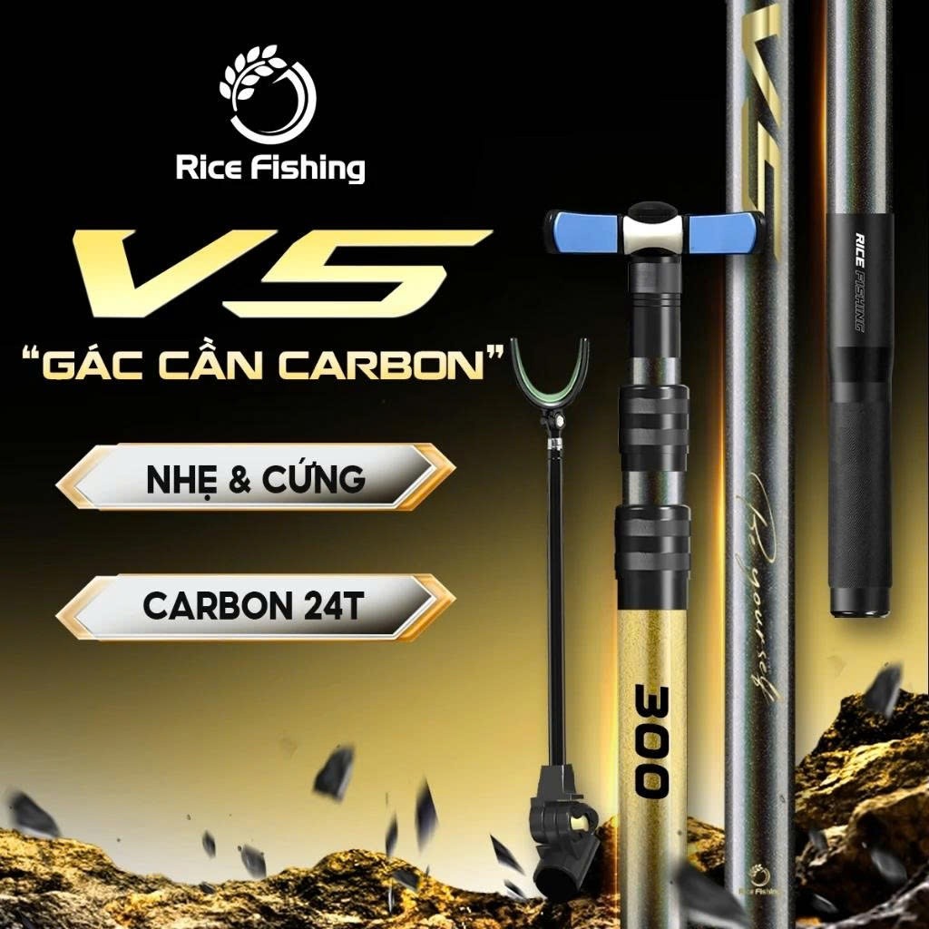 Gác cần Agent V5 Rice Fishing chống cần Tổng Hợp Carbon 24T KK-66