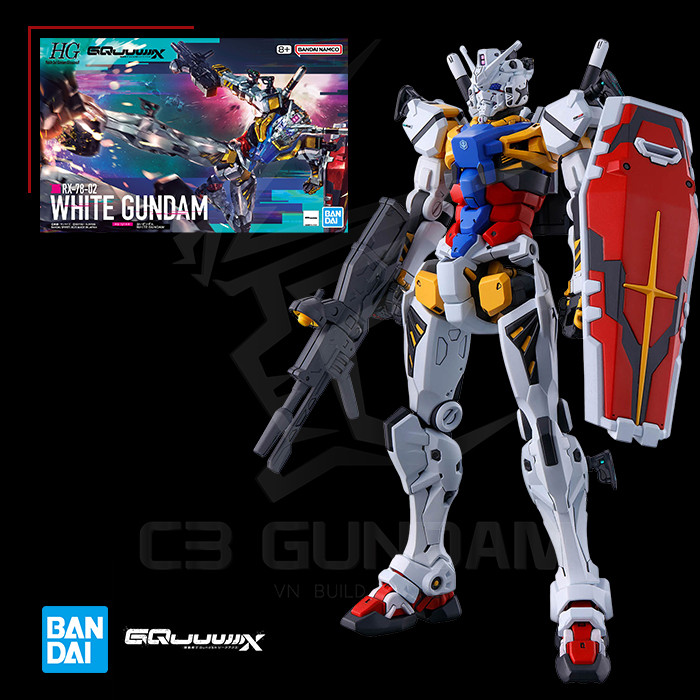 [BANDAI] MÔ HÌNH HG 012 1/144 RX-78-02 White Gundam HGGQ  C3 Gundam & TCG