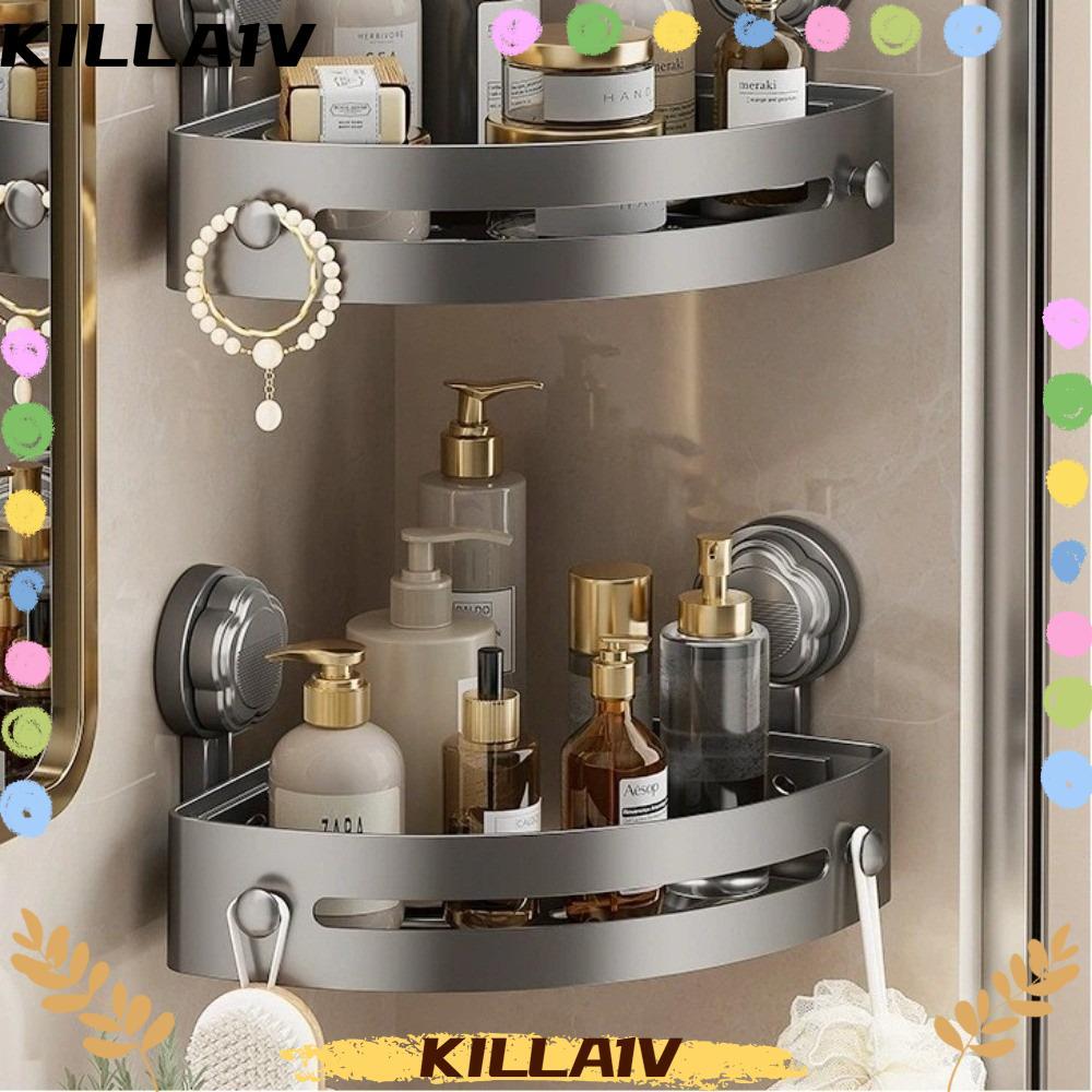 Kệ phòng tắm KILLA1V, Không đục lỗ Kệ góc tường chịu lực mạnh, Cốc hút treo tường chất lượng Kệ lưu 