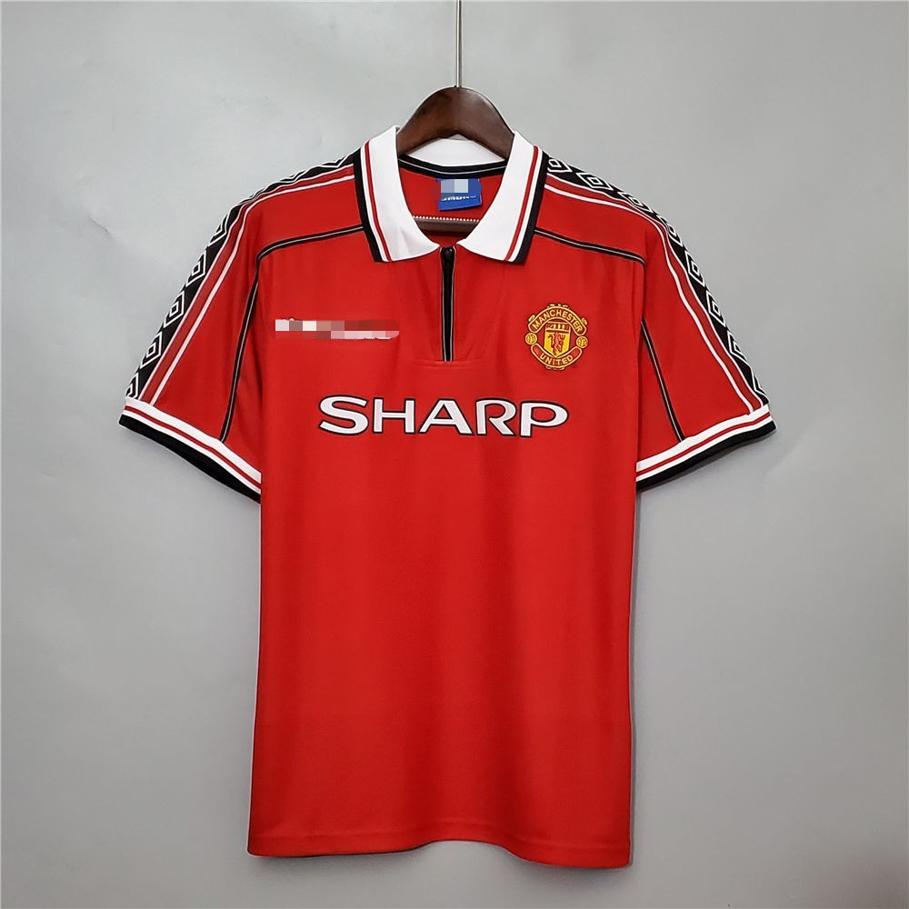 MU Đội 1998-99 Nam BECKHAM CANTONA GIGGS Áo Sơ Mi Bóng Đá Retro S-XXL Euro Size