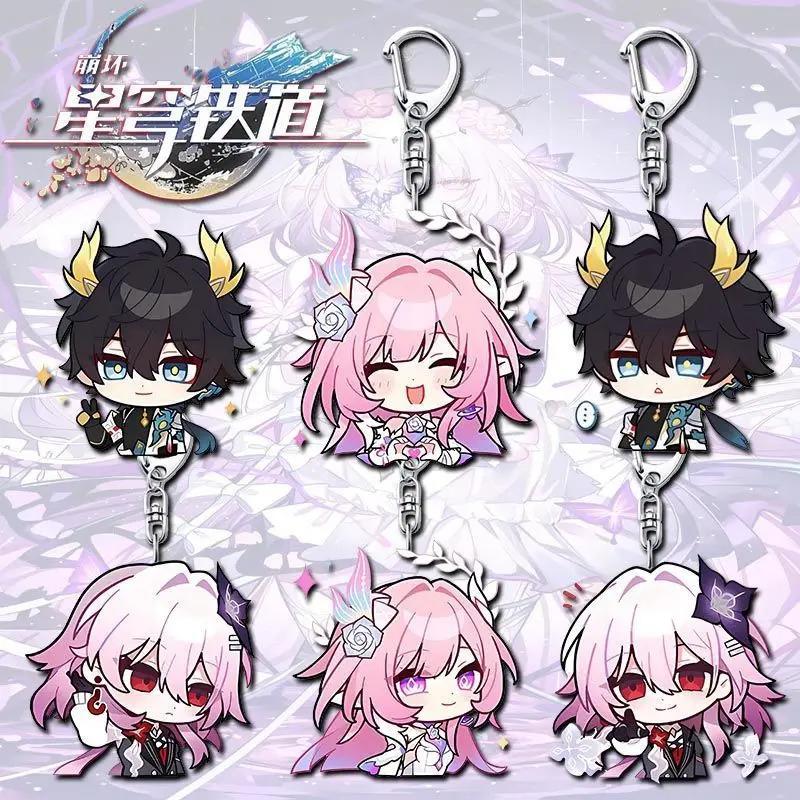 Hot Honkai:Star Rail Cyrene Mimi Expression Pattern Character Cute Keychain Cosplay Acrylic Keyring 
