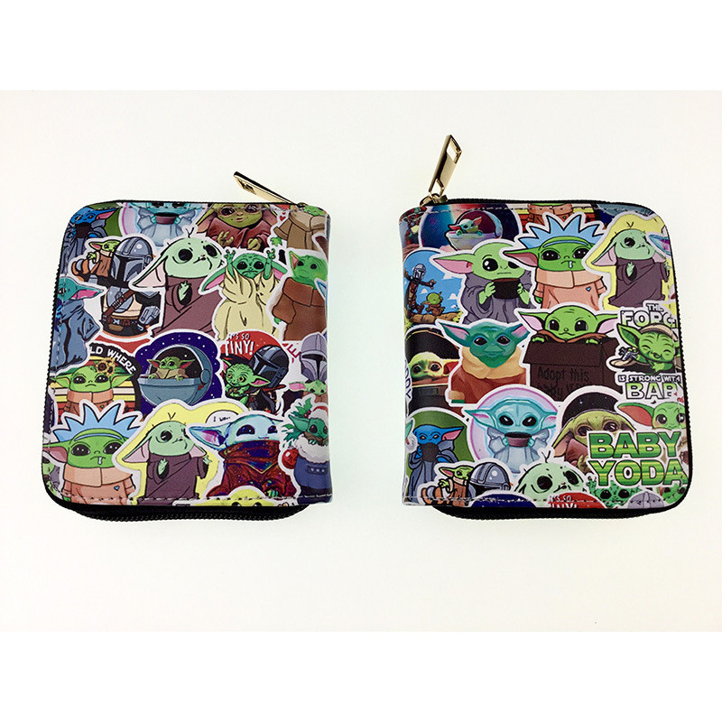 Ví đựng tiền xu 5W7V Ví PU Star Wars Master Yoda Ví dài