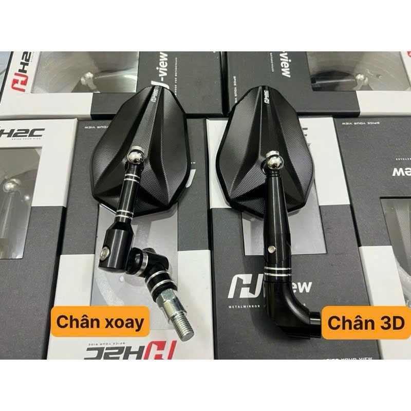 Gương, kính H2C Mview V2 Full nhôm CNC chân xoay 360 độ