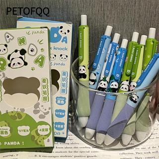 Petofqq 4 Cái / hộp Bút Trung Tính Panda, ST Tip Soft Cloud Grip Signing Pen, Loại Báo Chí Sáng Tạo Đồ Dùng Học Tập 0.5mm Mực Đen Bút Bi Học Sinh