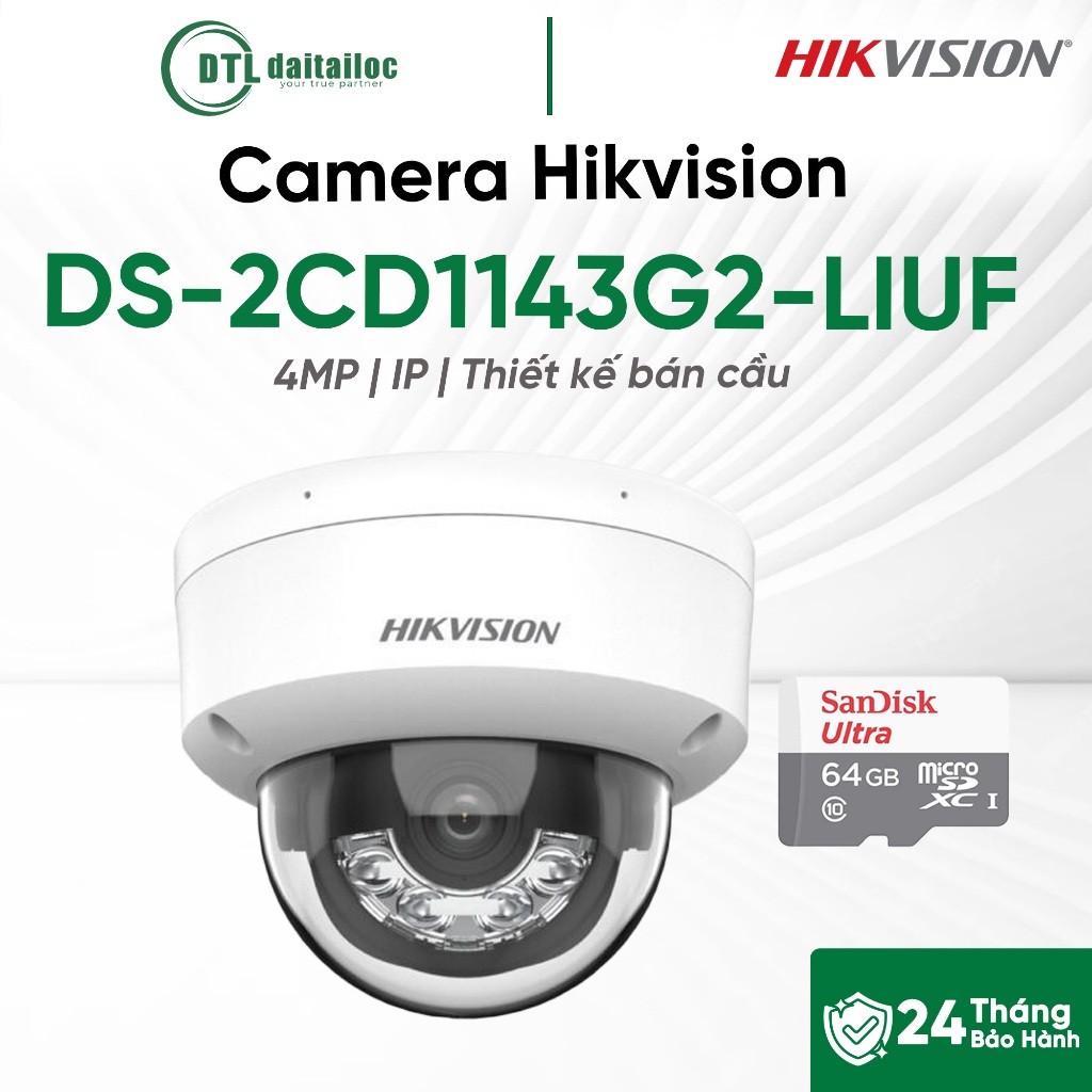 Camera Hikvision DS-2CD1143G2-LIUF (4MP/ IP/ THIẾT KẾ BÁN CẦU) | Chính Hãng | Bảo Hành 24 Tháng