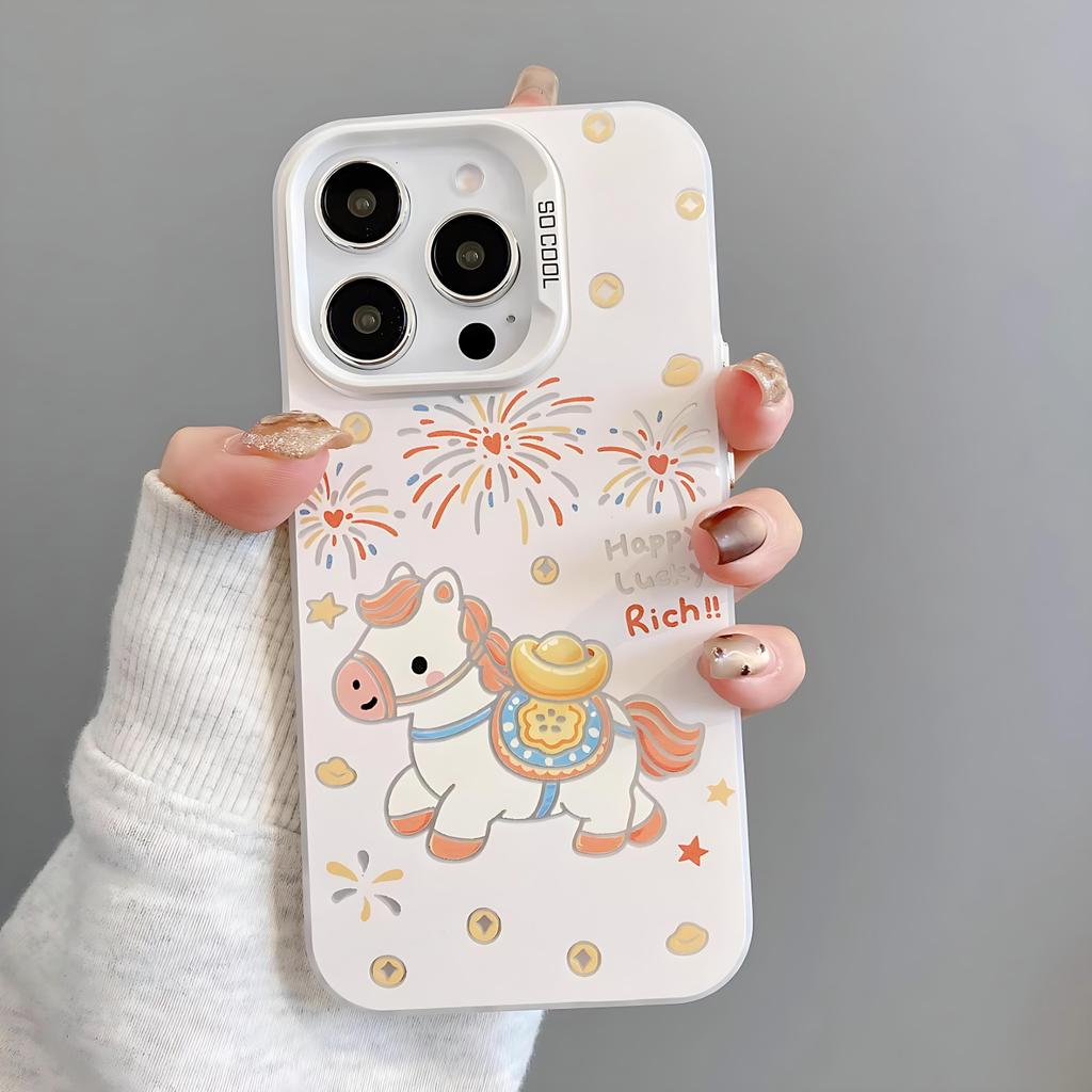 Ốp lưng mềm nhỏ ngựa năm mới, phù hợp với iPhone 17 16 15 14 13 12 11 Pro Plus XS Max, dễ thương BFC