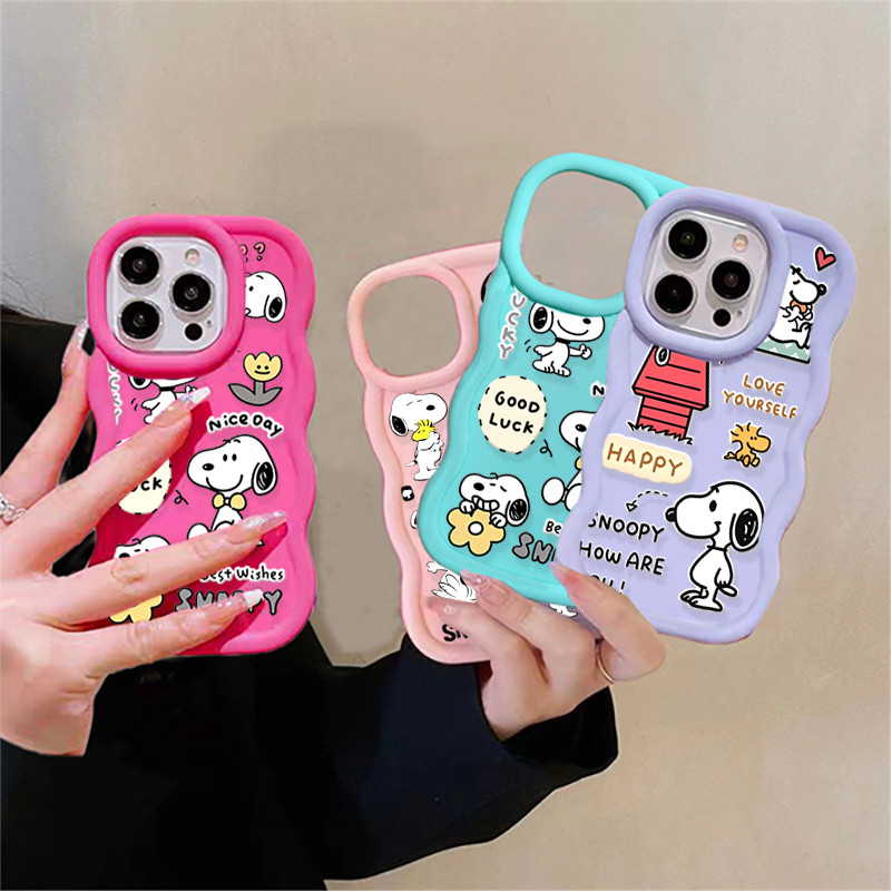 Ốp Lưng Cho Samsung Galaxy A07 A17 A26 A36 A16 A06 A35 A34 A55 A54 A15 A05 Dễ Thương Snoopy Wave Bor