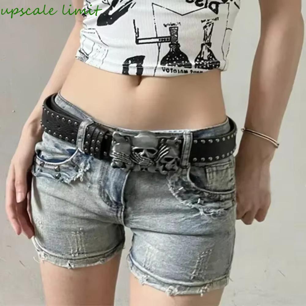 Thắt lưng Skeleton Fingers Hợp Kim, Đinh Tán Màu Đen - Xu Hướng Y2K Hip-Hop