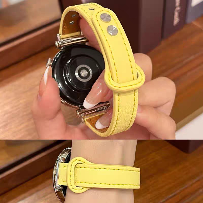 Thích hợp cho Huawei GT5 Watch GT4 Huawei Fit3 Cream Màu vàng Đơn giản Dây đeo bằng da đôi Watch4 / 
