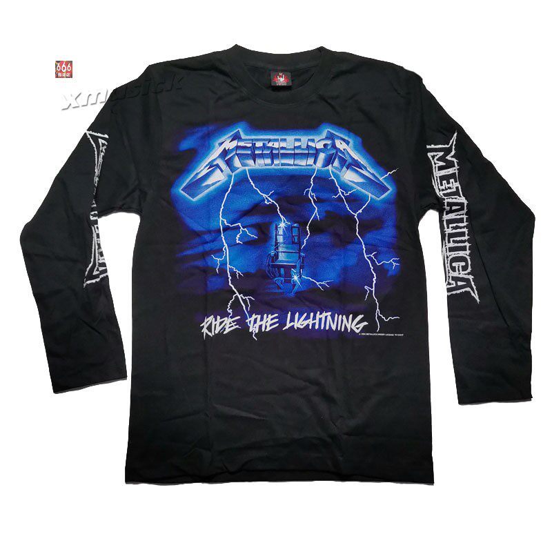 Áo thun dài tay nam METALLICA Ride The Lightning | In Lightning mới, Dây kim loại nặng, Cotton dáng 