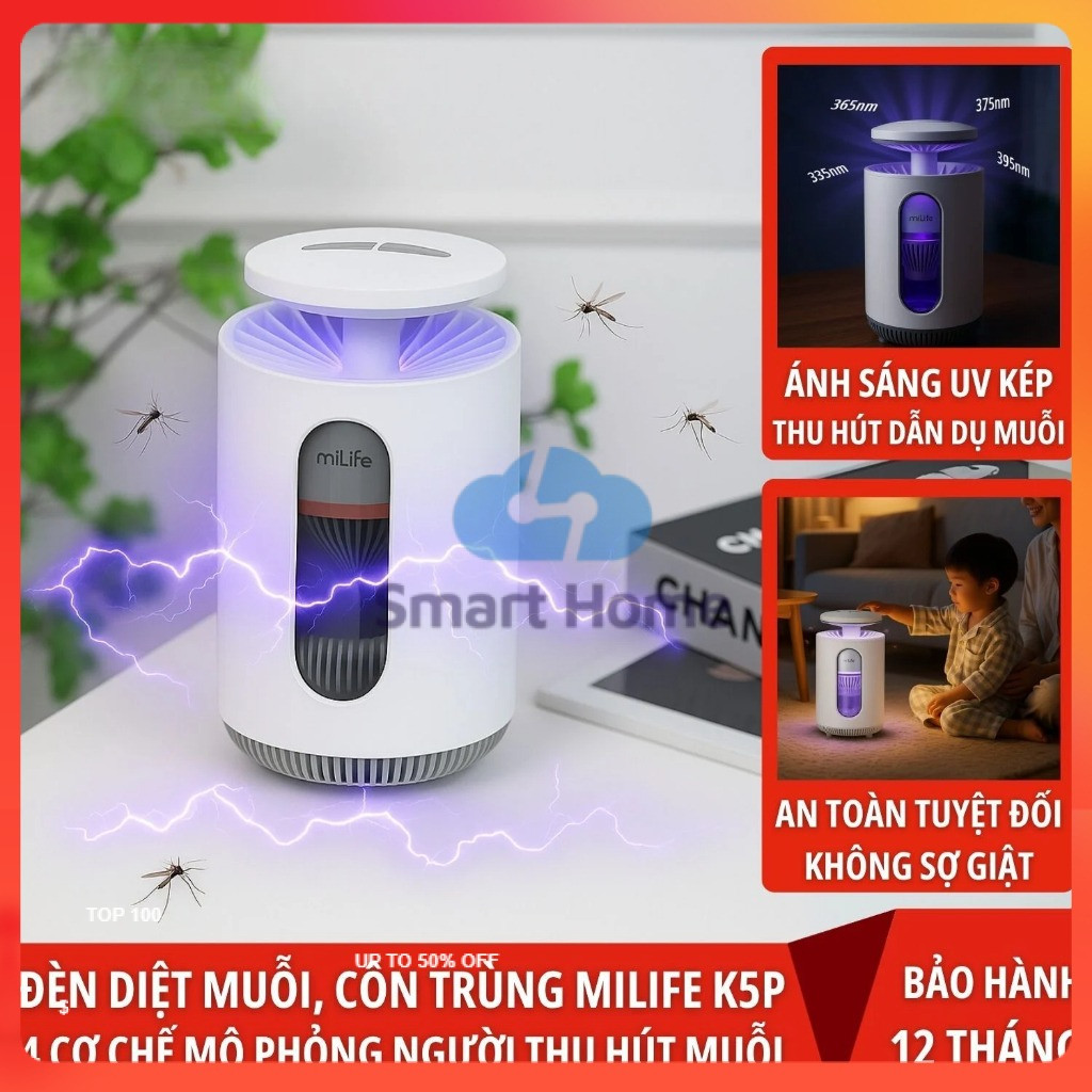 Máy bắt muỗi thông minh miLife K5P 2 trong 1/Đèn bắt muỗi Night Catcher Mosquito Killer PRO DYT-16 Q