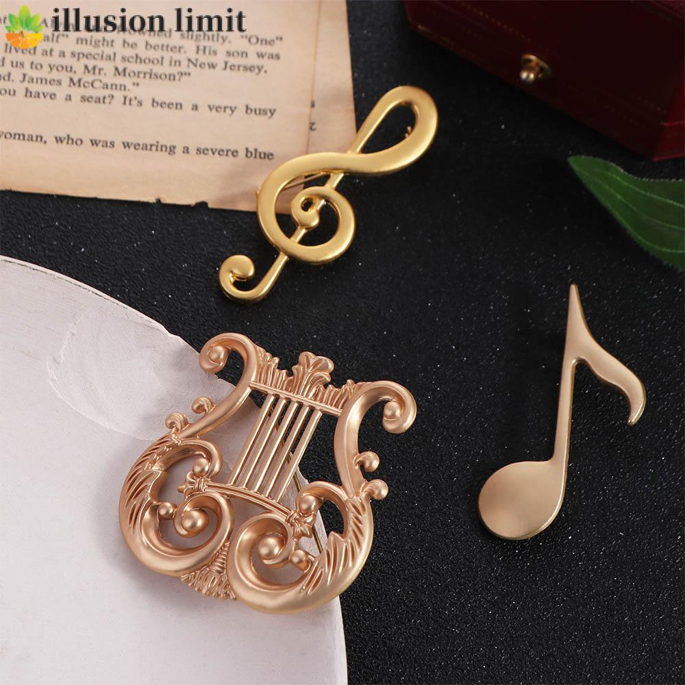 ILLUSION LIMIT Eighth Note Pin Trang Sức Tinh Tế Unisex
