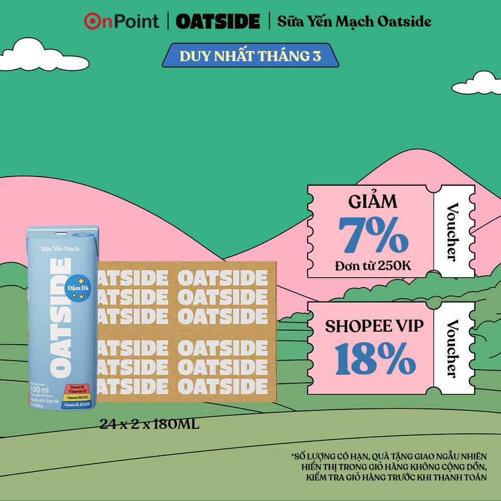 Combo 2 Thùng 24 hộp Sữa yến mạch OATSIDE Đậm Vị Deluxe 180ml (180ml x 24)