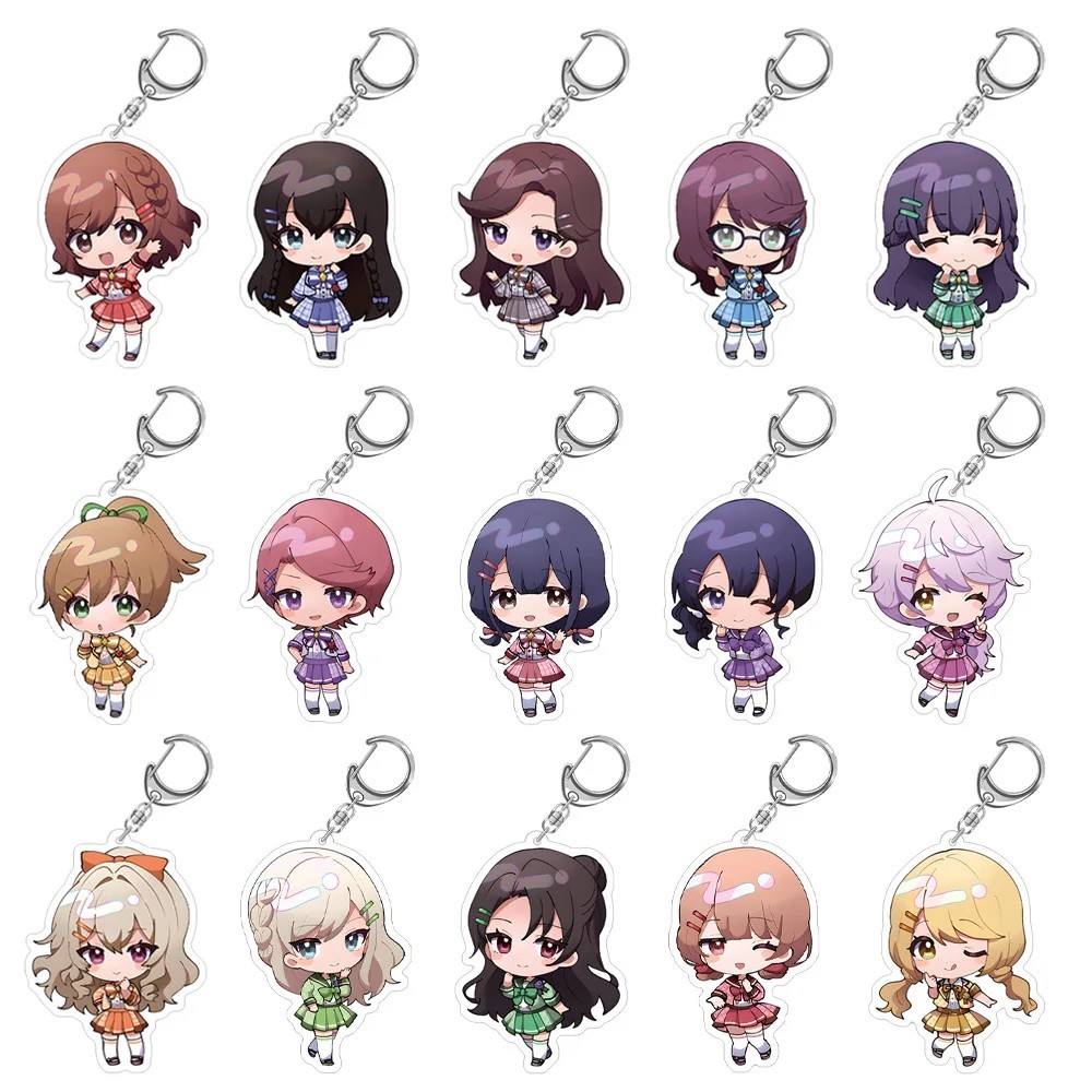 Móc khóa mô hình Anime Revue Starlight Chibi Acrylic Mica Kaoruko Hanayagi Tamao Tomoe Ichie Otonash