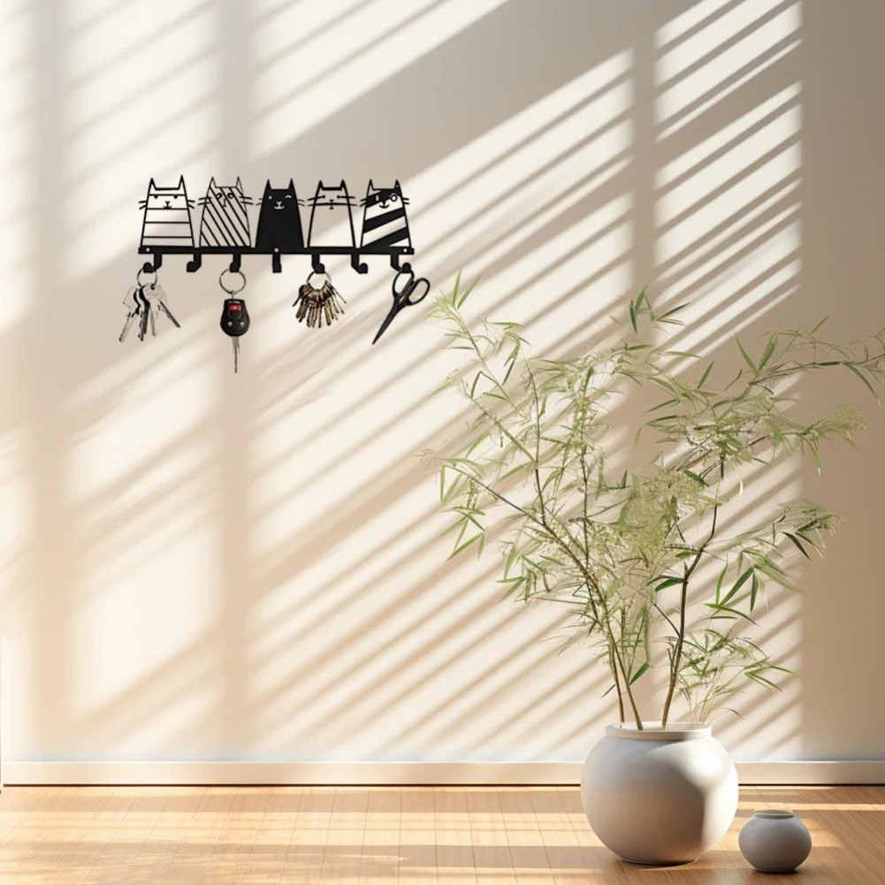 HELLOYOUNG Cat Paw Key Holder Wall Entryway Organizer Móc khóa