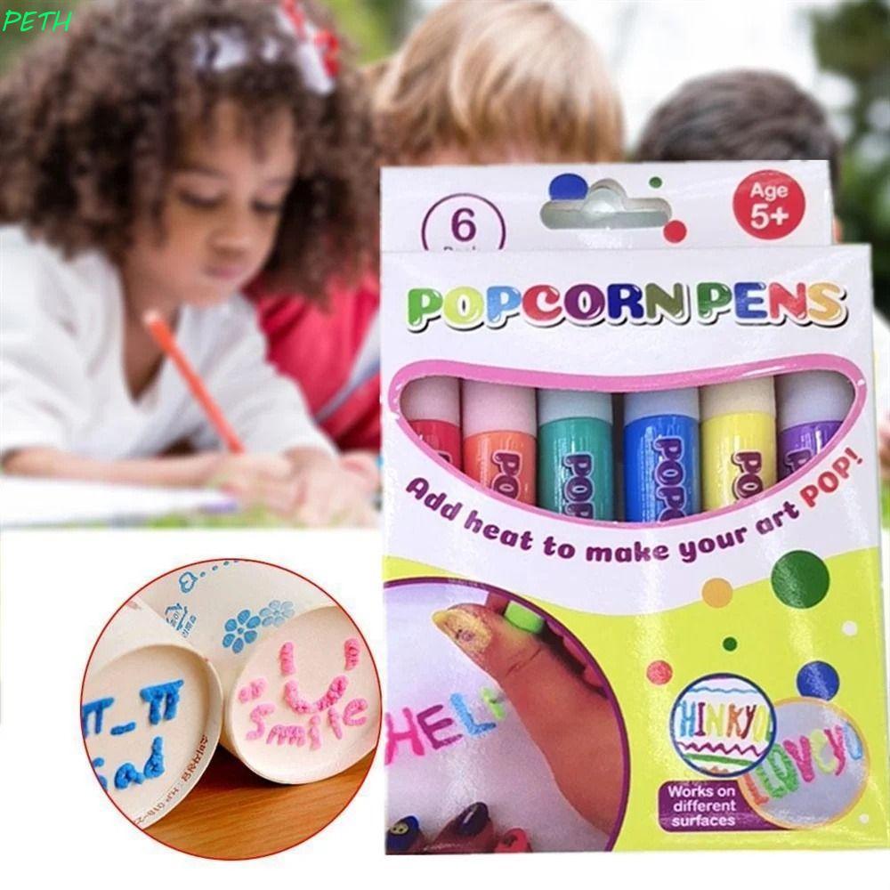 PETH Popcorn Pens, Puffy Paint Thiệp Sinh Nhật Bút Bong Bóng, DIY Craft Ink Crayons Graffiti Art DIY