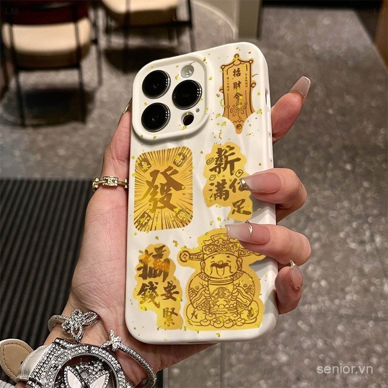 Ốp Điện Thoại Vàng May Mắn Làm Giàu Thích Hợp Cho iPhone 14promax 13promax 11promax 11 12 13 14 15 p