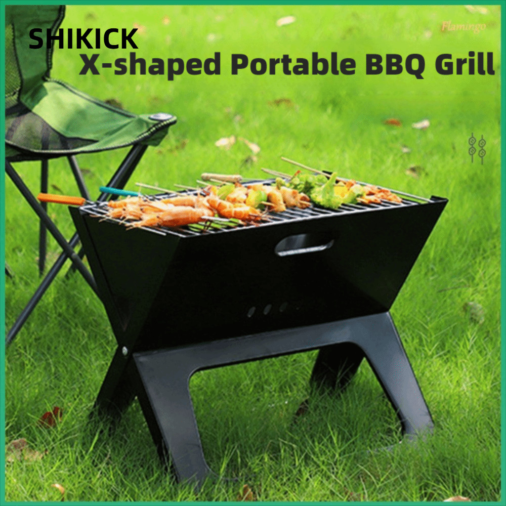 SHIKICK Notebook BBQ Grill, X Shaped Easy To Clean BBQ Charcoal Grill, Bộ dụng cụ BBQ di động Bếp BB
