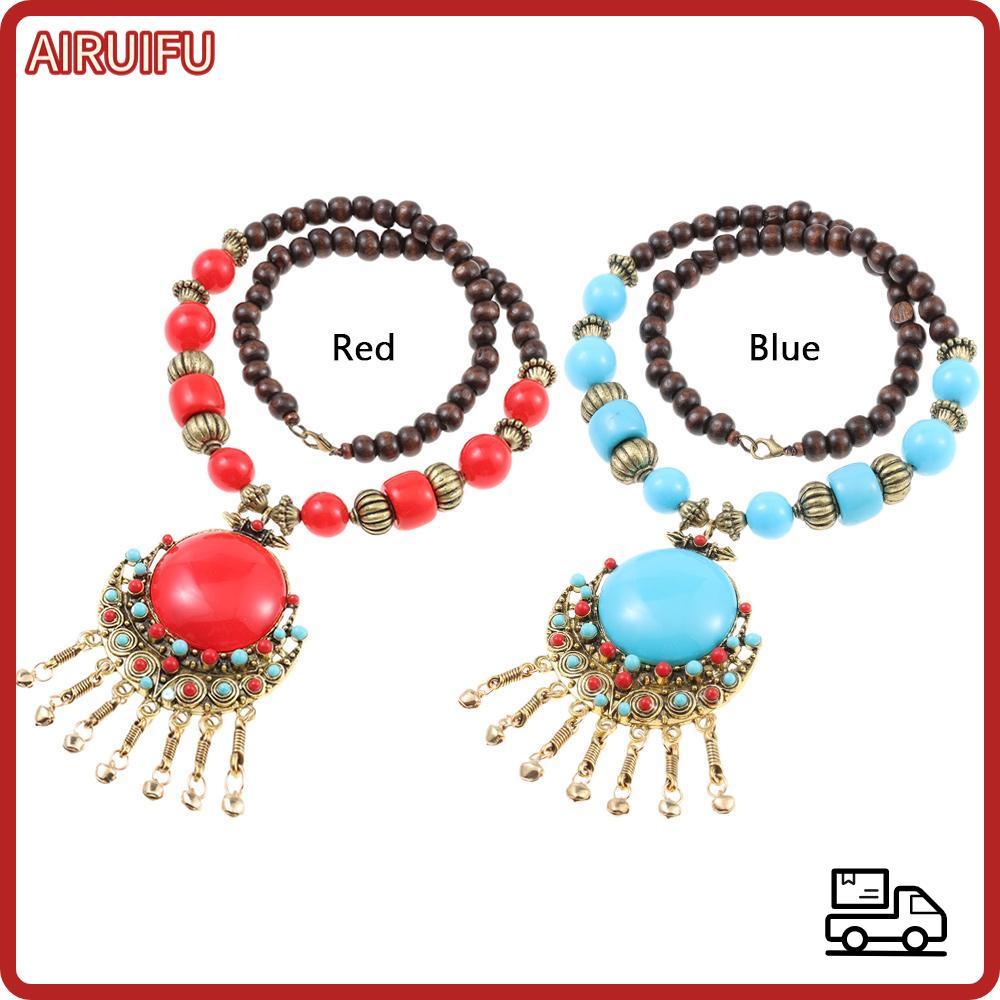 Vòng cổ mặt dây chuyền Bohemian AIRUIFU, Vòng cổ Bohemian cổ điển bằng hợp kim, Quà tặng trang sức t