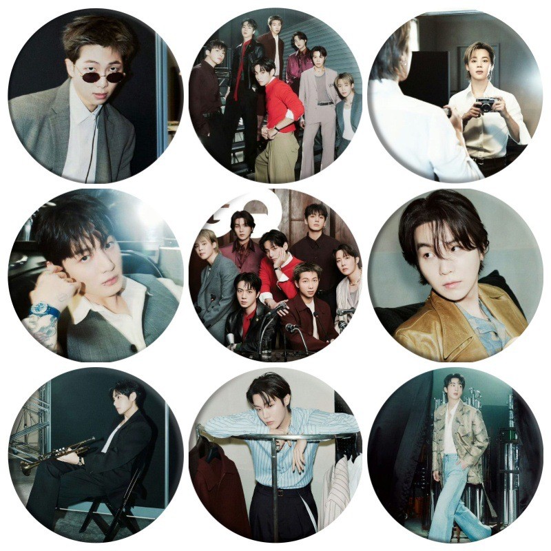 KPOP BTS Magazine Cover Huy hiệu Gương Móc khóa Mặt dây chuyền Tinplate Pin