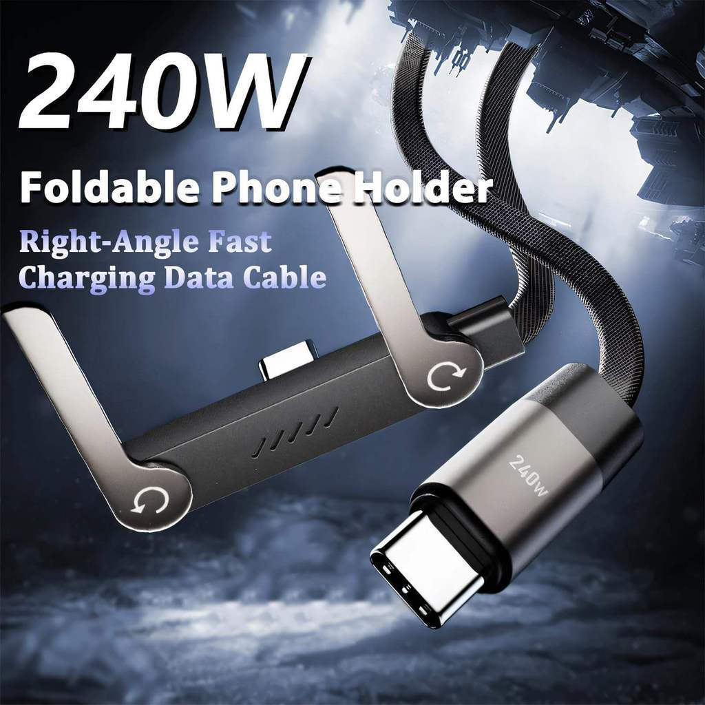 Cáp Điện Thoại 240W Type-c Cáp Dữ Liệu USB2.0 Có Giá Đỡ Điện Thoại Gấp Cáp Di Động PD3.0 Sạc Nhanh C