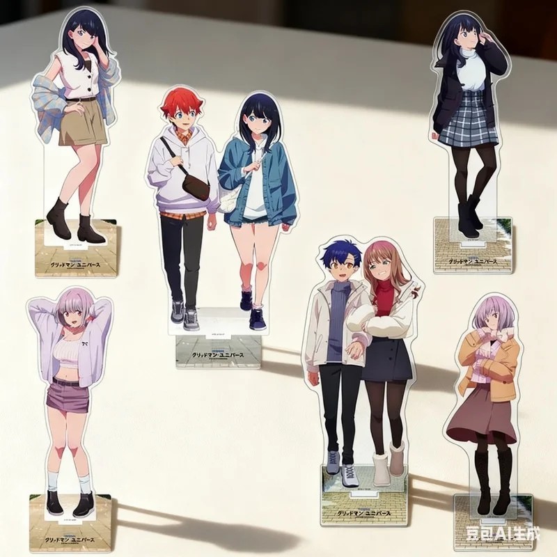 Standee anime Gridman Universe mô hình mica Rikka Takarada Akane Shinjo trang trí bàn học 15cm mẫu m
