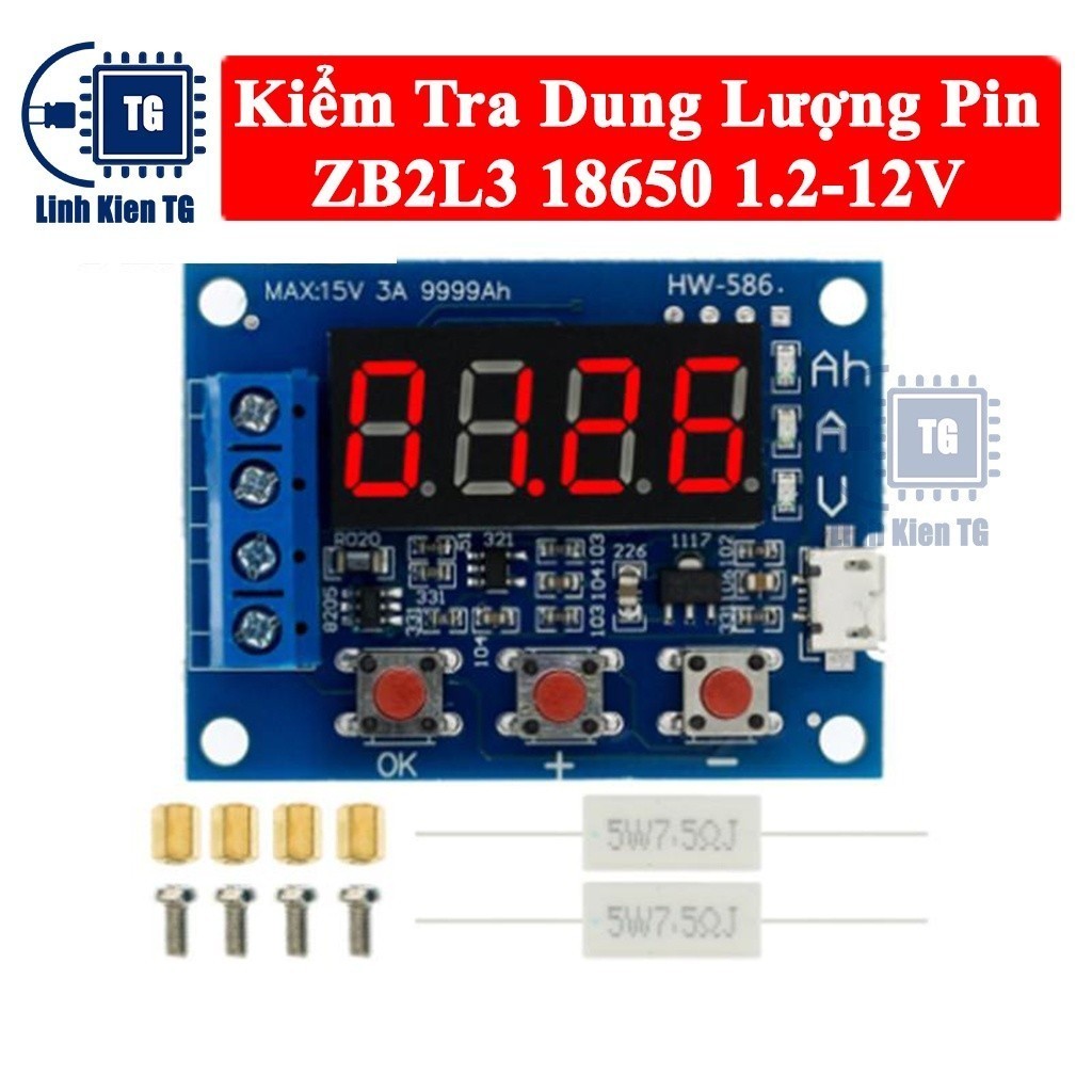 085 Máy Kiểm Tra Dung Lượng Pin ZB2L3 HW-586 LED màn hình kỹ thuật số 18650 1.2-12V