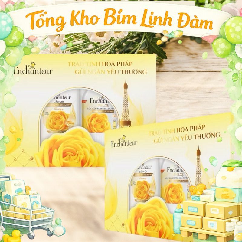 (chính hãng-Hỏa tốc) Hộp quà tặng enchanteur gội 650g và xả 300g, Enchanteur Charming 650g, dầu xả e