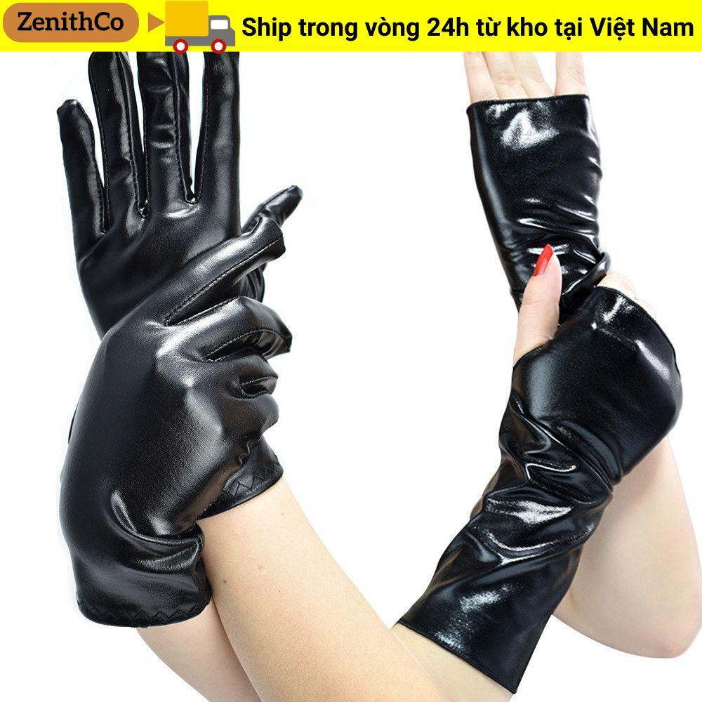 ZENITHCO Găng Tay Đen Gothic PU Mittens Gothic Punk Dress Up