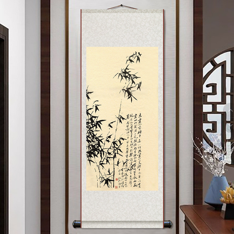 Tranh Trung Quốc Zheng Banqiao Album Cuộn Tre Nghiên Cứu Mới Hoa Trà Tranh Lụa Phong Cách Trung Hoa 