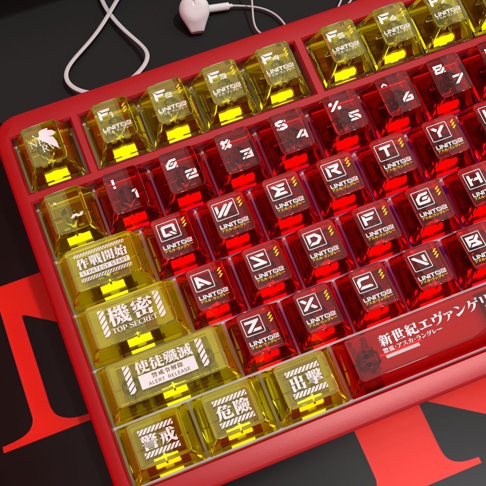 Asuka Keycaps 120 Phím Cherry Profile PC Wooting Aula F75 Nhuộm Thăng Hoa Cơ Anime Keycap Mờ EVANGEL