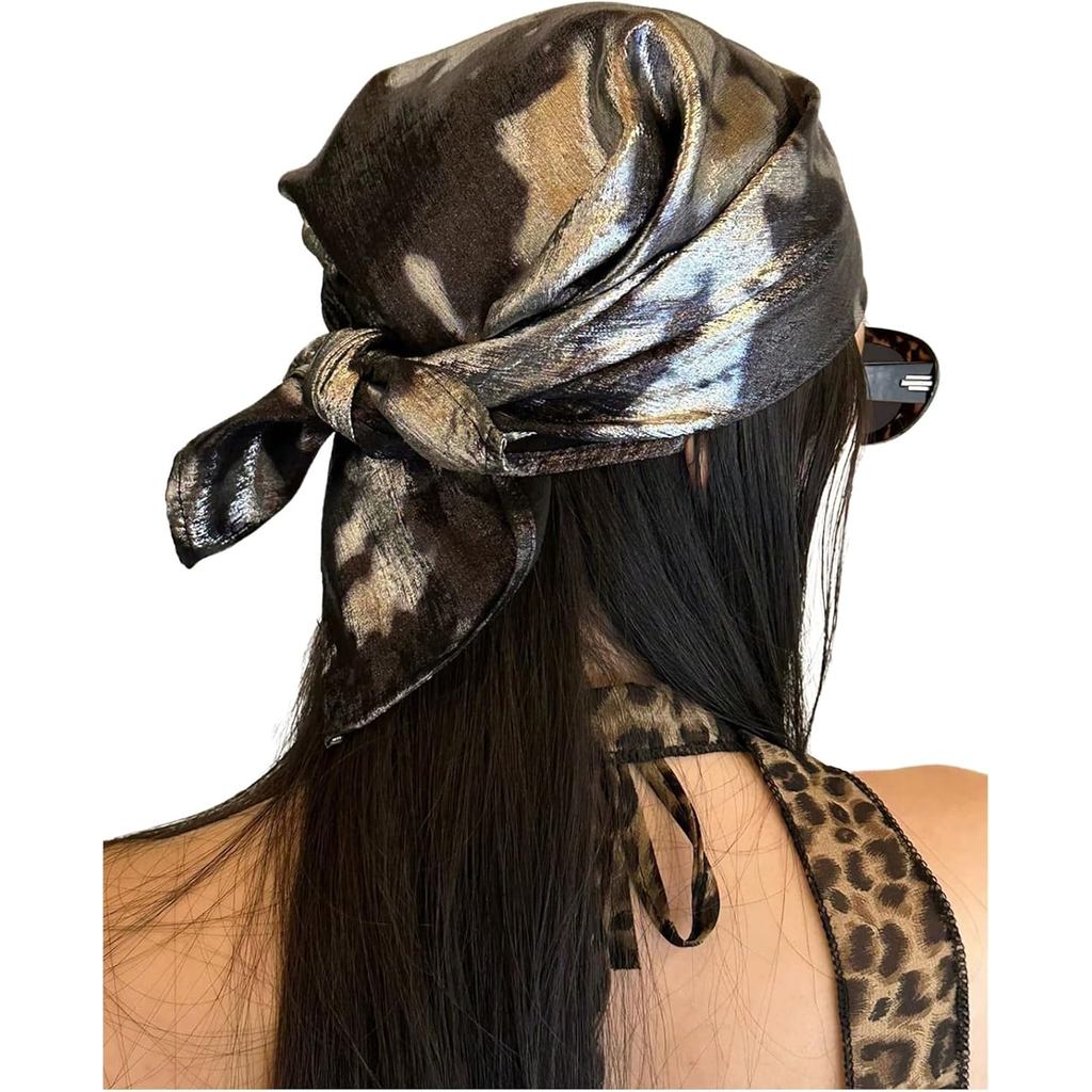 Áo thun nữ style kim loại Y2K kèm bandana vuông