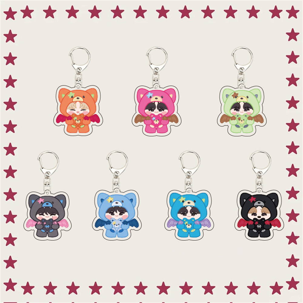 7Pcs/Set KPOP JUNGWON HEESEUNG JAY Album THE: SIN VANISH Acrylic Keychain Cartoon Doll Image Keyring