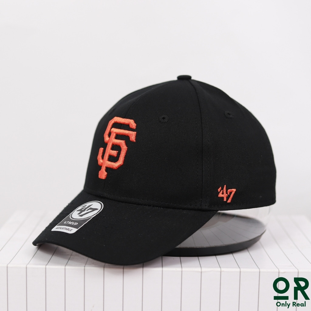 Mũ Brand 47 Lưỡi Chai Đen Logo Chữ SF Cam