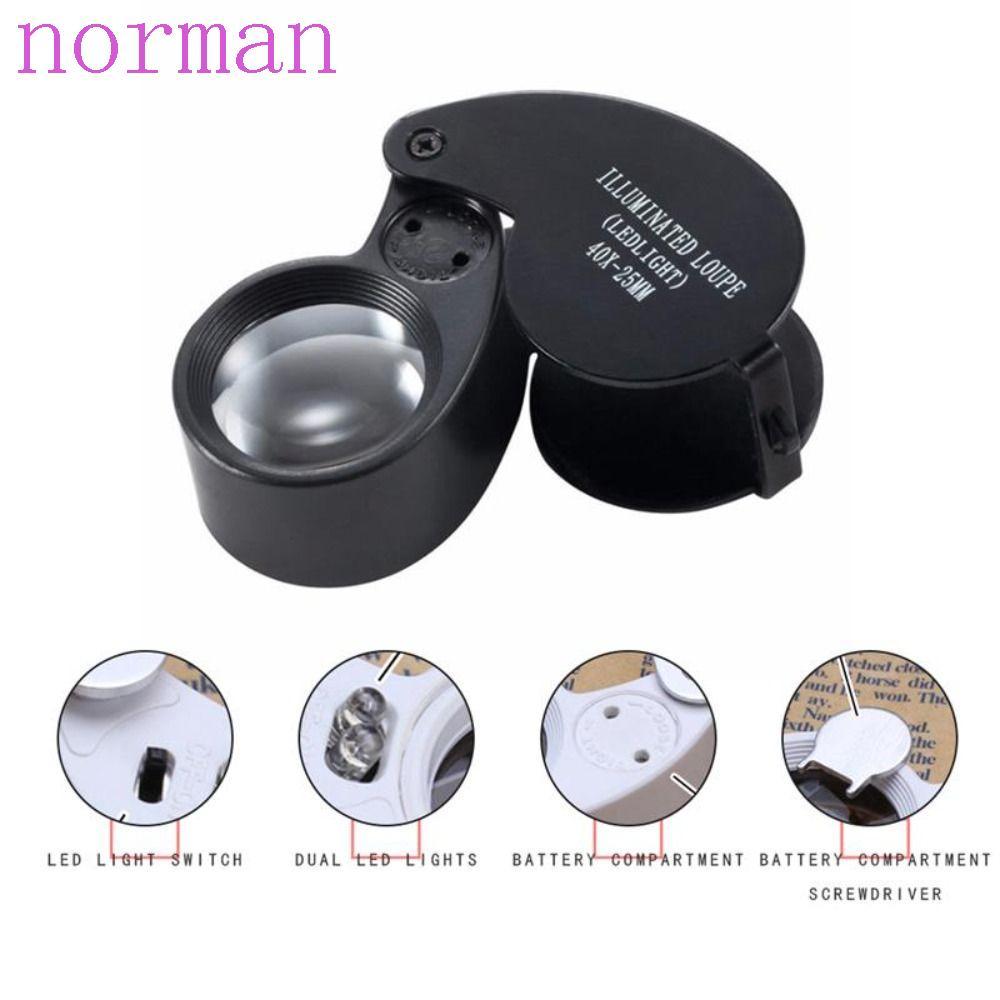 Kính lúp có thể gập lại NORMAN, Kính lúp gấp 40X cầm tay, Ống kính bỏ túi 40X đọc Loupe