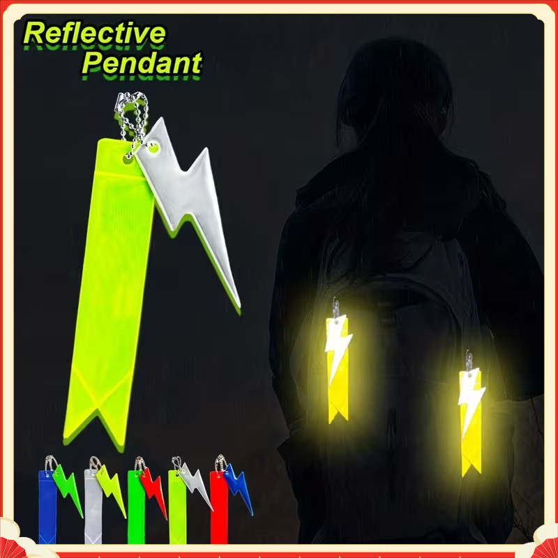 Mặt dây chuyền phản quang Ruy băng Lightning Lightning Phụ kiện sáng Dải dài Dải phản quang Móc khóa