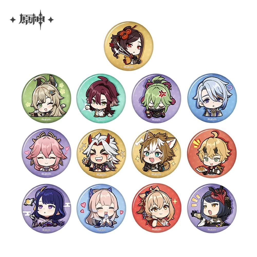 Huy hiệu cài áo Genshin Impact chibi Inazuma badge pin cài balo Kuki Shinobu Kokomi Heizou Raiden Sh